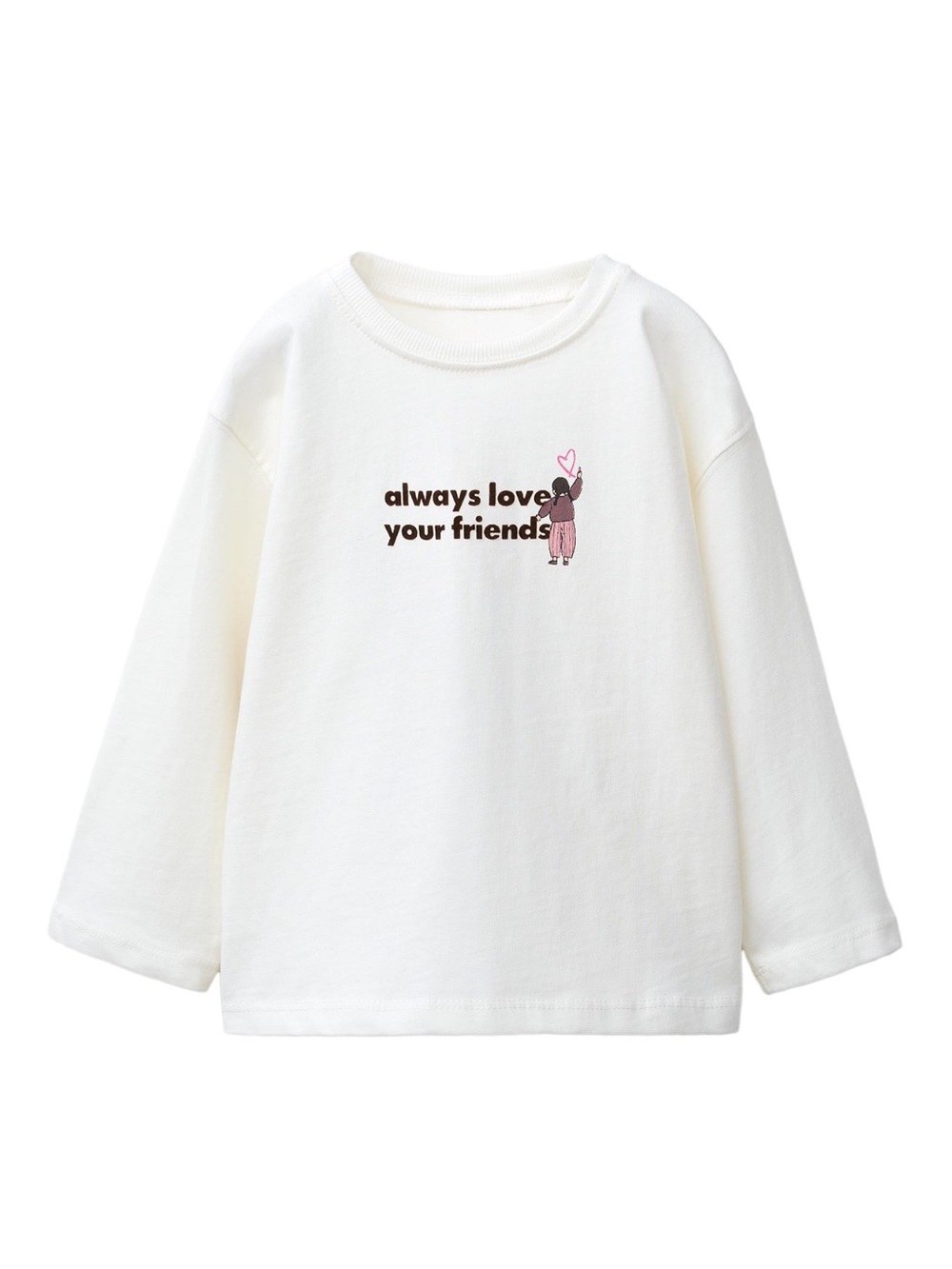 ZARA Kids Cream Long-Sleeve Tee - "always love your friends" Graphic Size 3 NWT